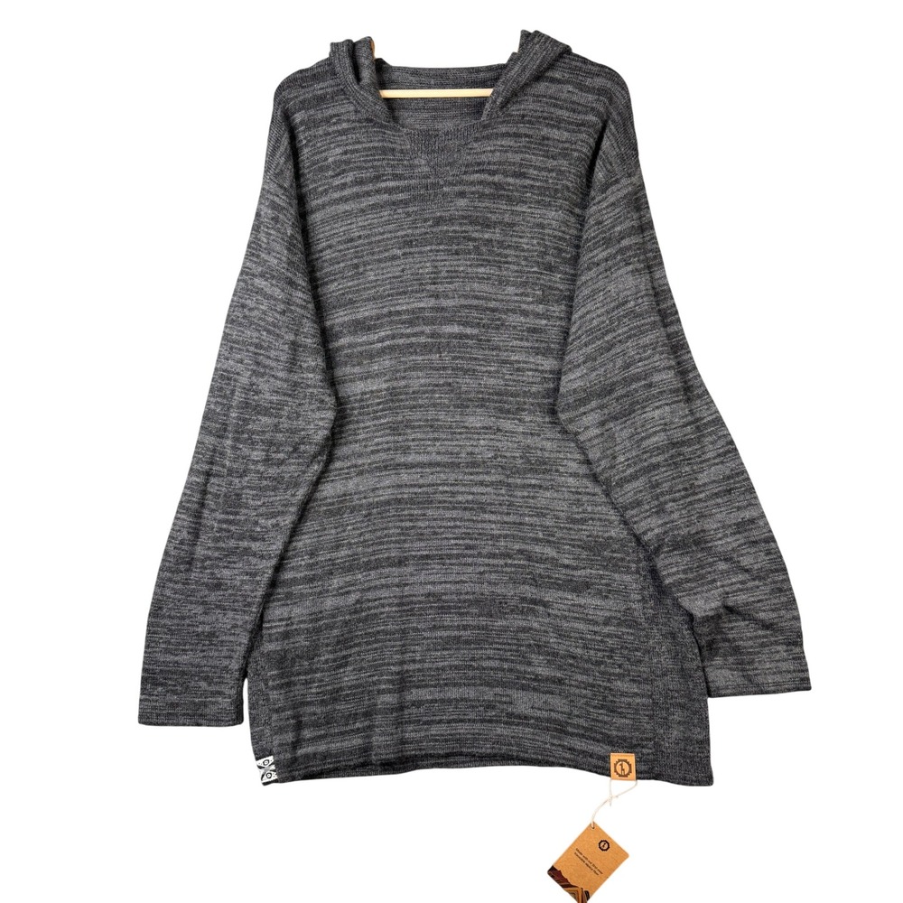 Paka The Hoodie Charcoal Grey Royal Alpaca Blend Knit Pullover XXL NWT Peru